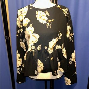 Floral Black Peplum Top